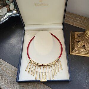 Brooks Brothers Red and Gold Statement Necklace